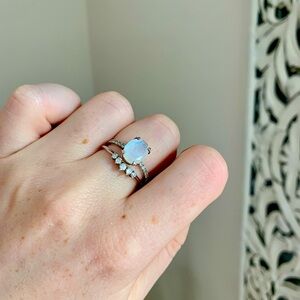 Moonstone and sterling silver ring set